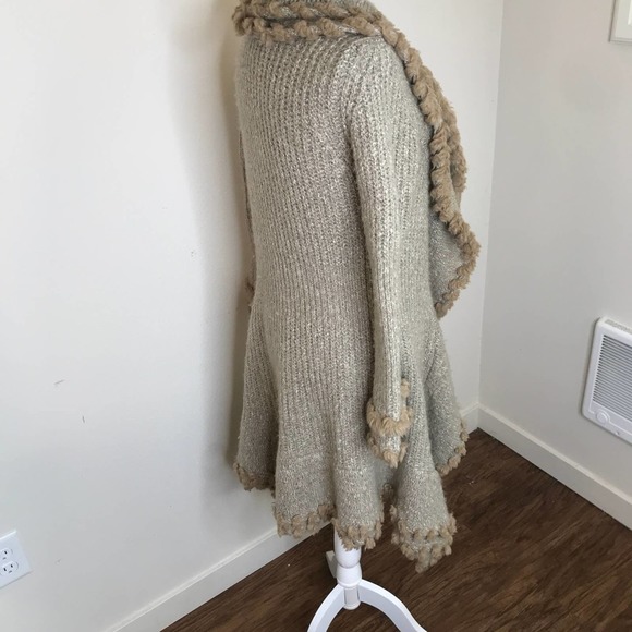 BOSTON PROPER Hi Lo  Oatmeal Brown Cardigan Sweater Coat, size XXSmall - Picture 3 of 5